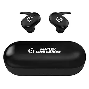 Matlek Bluetooth Earbuds with Deep Bass, Low Latency for Gaming. Passive Noise Cancellation, in-Built Mic, Dual Connect, Sweat Proof, Voice Assistant, HD Sound, Magnetic Charging Case.