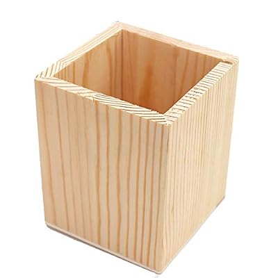 Hosaire. Hosaire Pot à Crayons en Bois Simple Style Carré Porte-stylo Boîte de Rangement pour Maison/Bureau/Pinceau de maquillage Organisateur Cosmétique