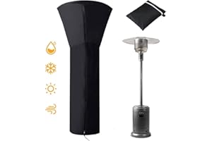 Patio Heater Cover Waterproof with Zipper,COOSOO Outdoor Standup Propane Heater Cover,Heavy Duty Oxford Tear-Proof,Anti Snow, Hail,Dust for Round Garden Standing Gas Heat Lamp,228x106x70cm,Black