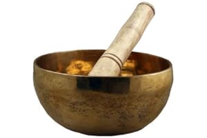 OSNICA Campana tibetana/ciotole da preghiera/Rin Gong/Suzu Gongs – battitore avvolto in pelle (450 grammi)