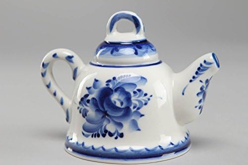 Gzhel porcelain bell in the shape of teapot