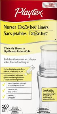 Playtex Drop In Liners for Nurser Bottles - 8 oz. 100-Count (Pack of 3)