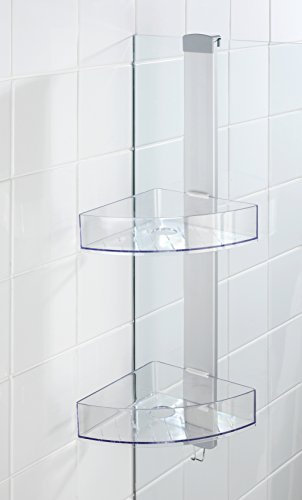 Wenko 22795100 Eck-Duschcaddy Premium Badregal, Duschregal mit 2 Ablagen und Haken, Aluminium, silber matt, 21 x 20 x 71 cm - 8