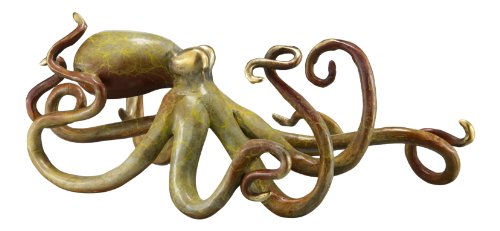 Sea Creature Octopus Tan Hot Patina Brass Sculpture Desktop SPI Home
