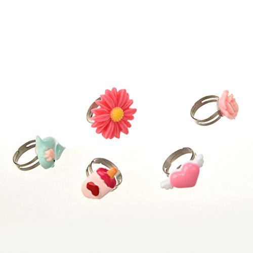 Powerking-Bagues-pour-Les-Filles-Bijoux-rglables-bagues-dfinir-et-Jouer-Habiller-des-bagues-pour-Les-Enfants-et-Les-Petites-Filles-sirnePapillonFleur-Sonne