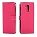 Produktbild DENDICO Huawei Honor 6C Hülle, Premium Leder Flip Handyhülle Schutzhülle, Wallet Tasche Brieftasche im Bookstyle mit Standfunktion - Hot Pink