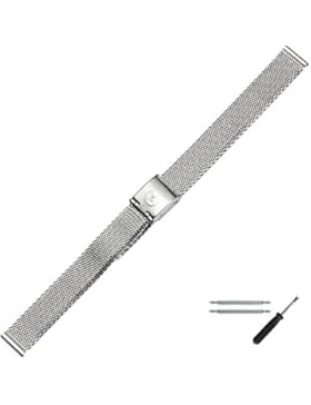 MARBURGER Uhrenarmband 12mm Edelstahl Silber - Edelstahl - Inkl. Zubehör - Ersatzarmband, Schließe Silber - 80701120020