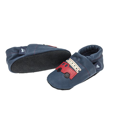 pantau.eu Leder Krabbelschuhe Babyschuhe Lederpuschen Lauflernschuhe mit Feuerwehr - 3