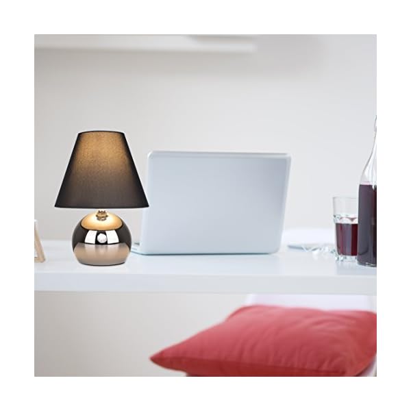 Modern Touch Dimmer Bedside Table Lamp with Cream Tapered Light Shade - Image 4