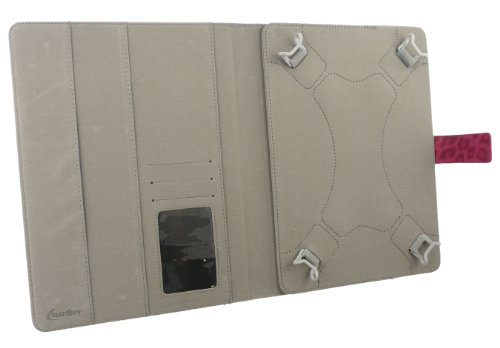 Emartbuy® Archos 101b Oxygen Tablet PC 10.1 Zoll Universalbereich Faux Wildleder Leopard Hot Rosa Multi Angle Exekutiv Folio Mappen Kasten Abdeckung mit Kartensteckplätze + Hot Rosa Eingabestift - 4