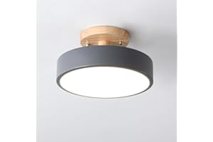 CHAO ZAN Plafonnier Luminaire Nordique LED, Plafonniers Led Modernes Ronds En Bois Intérieur Ø18cm IntéRieur 13W métal Pour d'enfant chambre à coucher Salon Cuisine Salle À Manger Couloir Bureau (gris(13W))
