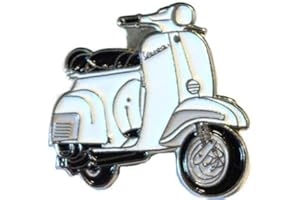 MAINLY METAL Metallo smaltato Spilla di Scooter Vespa in Bianco