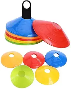 Toyshine Disc Cone Set with Holder Field Marker Soccer Cones for Training, Soccer, Football, Basketball, Kids Colors Stacker (25 Pcs) (SSTP)