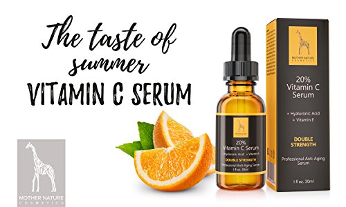 Vitamin C Serum – Mother Nature® | – für Gesicht || Hautpflege gegen fettige, trockene Haut, Falten, Altersflecken & Akne || Porenverfeinerer inkl. Hyaluronsäure, Vitamin E & Ferulasäure || 30ml - 2