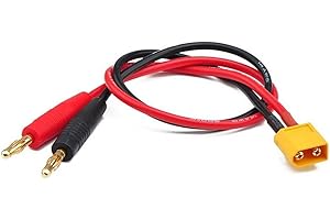JZK XT 90 Cable Carga XT90 Conector con Cable 12 AWG 30cm, Cable Adaptador Cable Carga batería, Cable de Carga XT90 con enchufes Banana 4mm, Cable conexión batería para alimentación RC