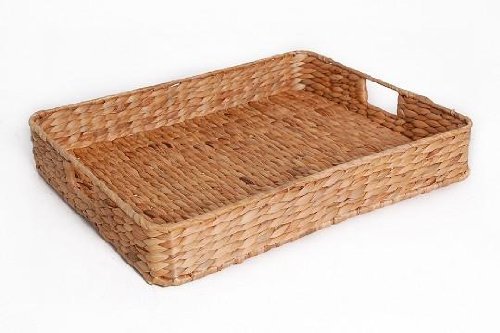 VIVANNO Großes Tablett Korb Tischkorb Wasserhyazinthe ‚Tim‘ 50x40cm - 5