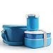 Produktbild Lunchbox Bento Box brotdose Erwachsene PlUIESOLEIL Kunststoff Mit 2 Containern 1 Flasche und Verdickte Perle Baumwolltasche (blau)
