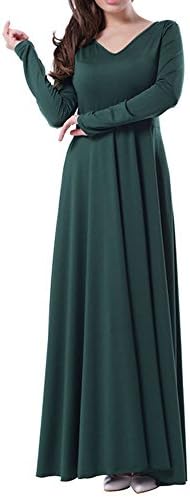 Women Long Dress / Starworld V-Neck Thick Sleeve Dress with Butterfly Bandage, Backing Shirt for Evening Party, Maxi / Green, Large Size