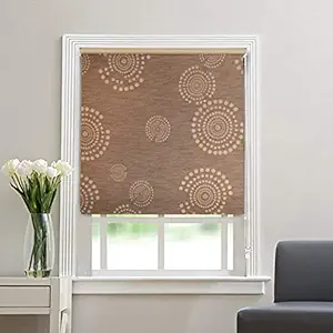 KAYRA Decor Blackout Fabric Window Roller Blind for Bedroom, Kitchen, Bathroom, Sliding Door and French Door, Circle Design, Size - 36