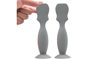 TASTE OF BEAUTY UK TOBUK Baby Nappy Cream Applicator, Gentle Silicone Applicator, Hygienic Diaper Newborn Essentials Tool Suction Base - 2x Mini Nappy Cream Silicone Spatula for Babies (Grey)