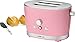 Produktbild Clatronic TA 3690 Rock'n'Retro 2-Scheiben-Toaster mit Brötchenaufsatz, Krümelschublade, Auftaufunktion, Aufwärmfunktion, Schnellstoppfunktion, Pink