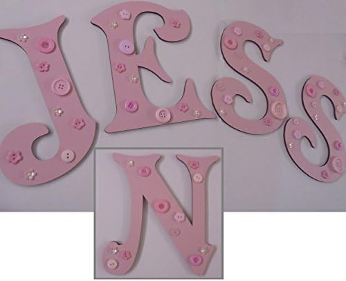 Wooden Wall Letter Childs Kids Bedroom Plaque Sign Door (PINK) (Letter N)