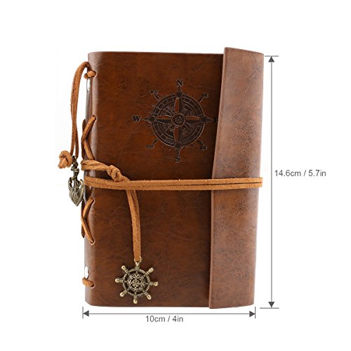 VORCOOL Jahrgang Traveller PU Cover Ringbucheinlagen String Notebook Notepad Travel Journal Tagebuch Reisetagebuch (braun)