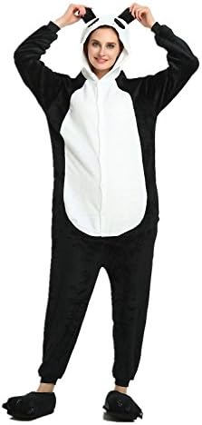 Rainbow Unicorn Unisex Adult Pyjamas Animal Flannel Party Cosplay Costumes Halloween Costumes Carnival Novelty Jumpsuits (Panda, Medium)