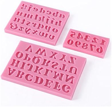 Mini Number and Letter Cake Molds for Cake Decorating Handmade Fondant with Capital, Lower Case Letter and Number Molds 3 in 1 Soft Silicone DIY Cake Mold