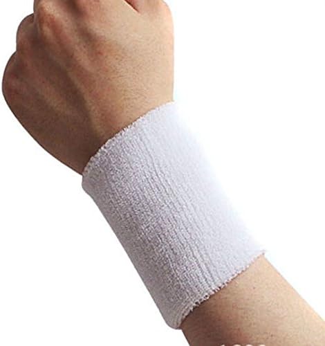 SHEDEU Unisex Sports Sweat Yoga Gym Stretch Wrist Band Sweatband Handband Wristband White 2 Pc