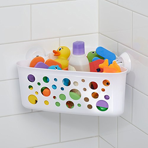 InterDesign 09552EU Bubblz Power Lock Ultra Dusch-Eckkorb fürs Bad für Kinder und Babys für Shampoo, Conditioner, Seife PET 30,48 x 20,95 x 14,61 cm, Weiß - 3