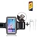 Produktbild TOP SET: Neopren Jogging Armband Sportarmband Oberarmband für Motorola Moto C Plus, schwarz mit Reflektor Streifen + Ohrstöpsel. Fitness Lauf Armband