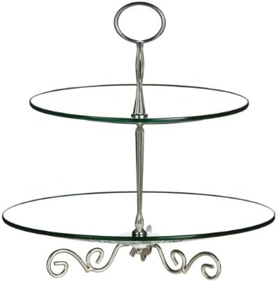 Clear Glass 2 Tier Cake Stand With Durable Chrome Base