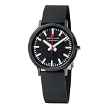 Mondaine Offizielle Schweizer Bahnhofsuhr stop2go Damen-/ Herren-Uhr, Quartzuhr Komplett Schwarz, Saphirglas