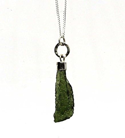 Moldavite necklace, Sterling silver, Curb Sterling silver chain 18 inches, handmade