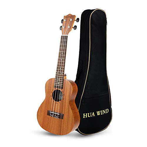 Hua Wind Ukelele Concierto 23 Pulgadas Cadenas de Caoba Ukelele Tradicional Natural y Principiante