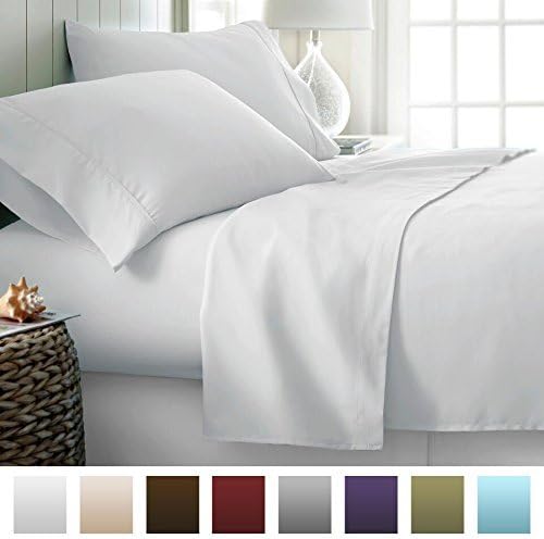 Park Hotel Collection Luxury Soft Brushed 2100 Series Microfiber Sheet Set - Hypoallergenic - Full - White