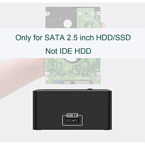 Mini SSD HDD Docking Station – GLOTRENDS K1 2,5 Zoll USB 3.0 SATA Festplatten Dock Docking Station, Maximal unterstützt 3TB Festplatten und 15mm dicke Festplatten, Stromversorgung über USB, aus ABS Plastik - 5