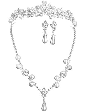 Sarahmi Bestseller Hochzeitsschmuck Set Halskette Ohrringe Tiara Hochzeits Set