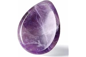 GUJOXILA Amethyst Kristalle Sorgensteine Handschmeichler Stein Tropfenform Kristall Sorgensteine Heilsteine Daumenstein Meditation Spirituelle Energieausgleich