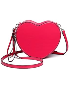 Miss Lulu Herz-Tasche Damen Umhängetaschen Körper Tasche Handtasche glänzend PU Leder mit Handgelenkschlaufe