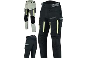 Texpeed Pantalones de moto hombre verano - Impermeable Pantalones de motorista - Con armadura de protecciónes CE (EN 1621-1) - Negro - 4XL Cintura/Regular Pierna