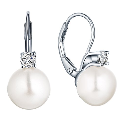 JO WISDOM Orecchini Perle Argento 925 Donna con 8mm suesswasserperle Zirconia Cubica