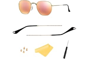 HiCycle2 Per occhiali da sole Ray-Ban RB3447 RB3547N RB3548N RB3647N Aste di ricambio con 4 viti e 1 cacciavite (oro)