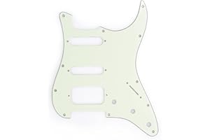 Musiclily Pro 11 Agujeros Round Corner HSS Guitar Strat Pickguard Golpeador para Estados Unidos/Mexicana Stratocaster Pastillas Abierta, 3 capas Mint Green