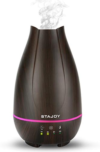 STAJOY Essential Oil Diffuser 500ml Wood Grain Ultrasonic Aromatherapy Oil Diffuser,Cool Mist Humidifier with Adjustable Waterless Auto Shut-off and 7 Color Changing Night Lights for Home Office Yoga Bedroom