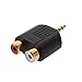 Produktbild JullyeleDEgant 1 Stück Portable vergoldete 3,5 mm Stereo Stecker zu 2 RCA (Rot + Weiß) Buchse Adapter für TV Telefon Notebook Desktop DV