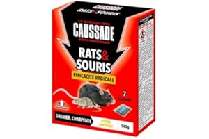 Caussade Anti Rats & Souris - Efficacité Radicale - Lieux secs - 7 Sachets céréales - Prêt à l'emploi - Une Ingestion Suffit - 140g CARSCDF140