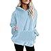 Produktbild TianWlio Damen Hoodie Frauen Langarm Hoodie Mode Langarm Herbst Winter Hooded Sweatshirt Mantel Winter warme Wolle Reißverschluss Taschen Baumwolle Mantel Outwear (Hellblau, XL)