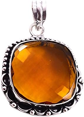 Silvestoo India Honey Quartz Gemstone Pendant PG-116334